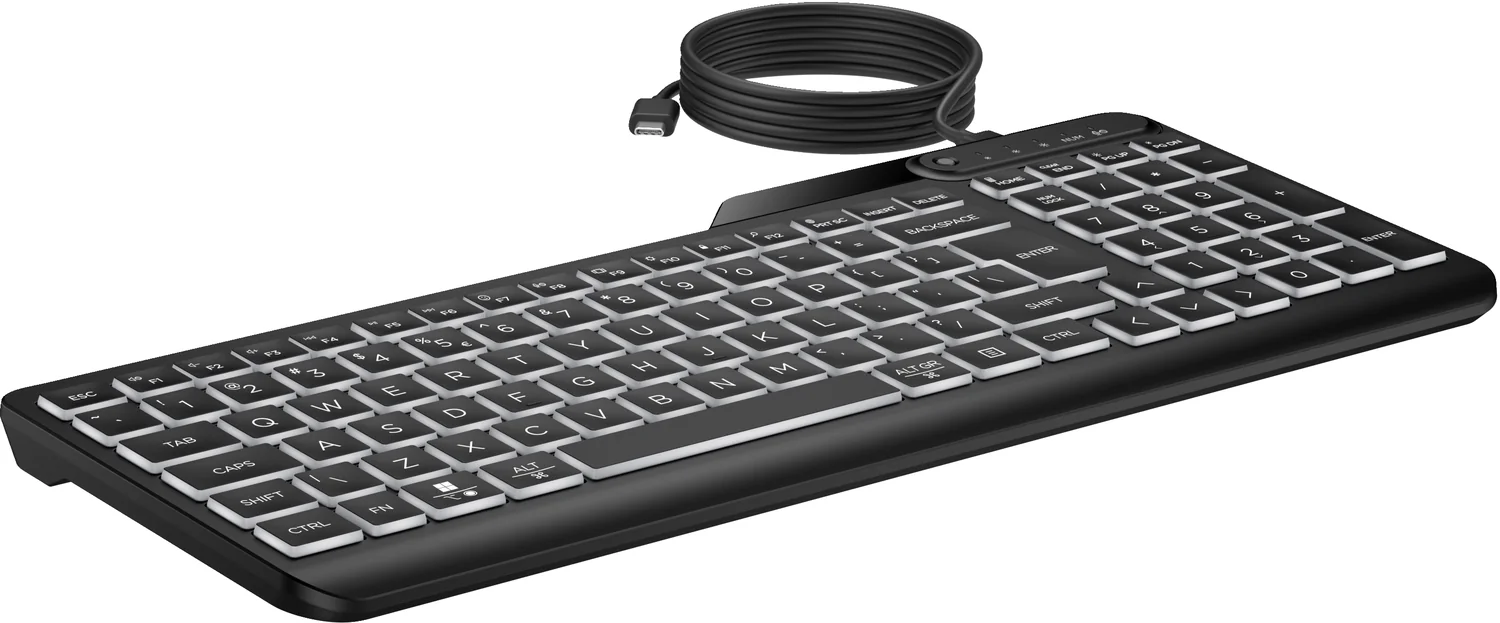 Teclado com Fios HP 405 Retroiluminado Multidispositivo USB-C Preto - Imagem 3