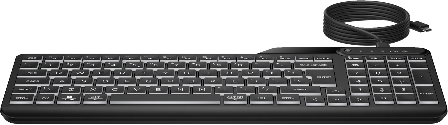 Teclado com Fios HP 405 Retroiluminado Multidispositivo USB-C Preto - Imagem 6