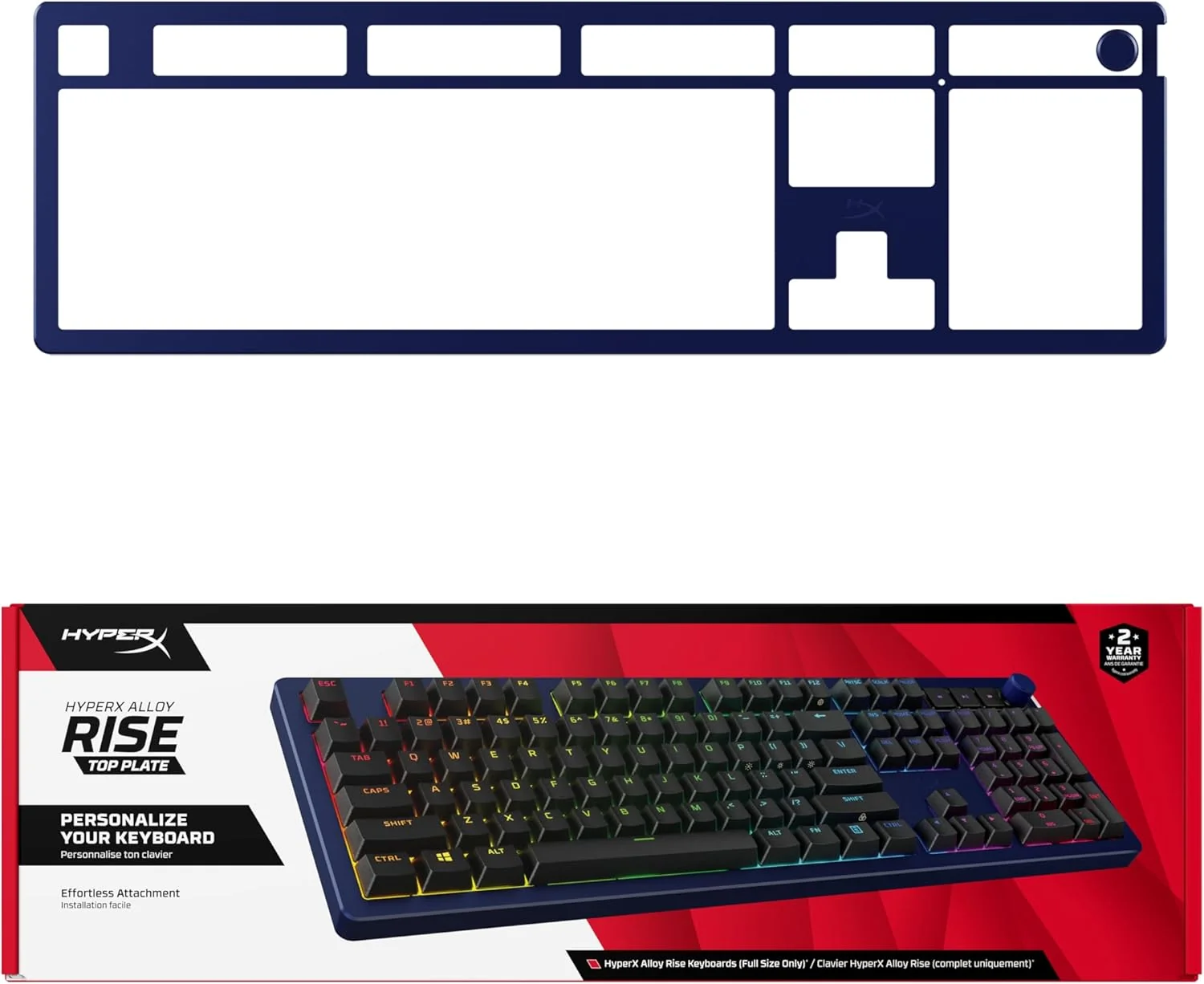 Placa Superior HyperX Alloy Rise Azul-Marinho para Teclados Mecânicos - Imagem 6