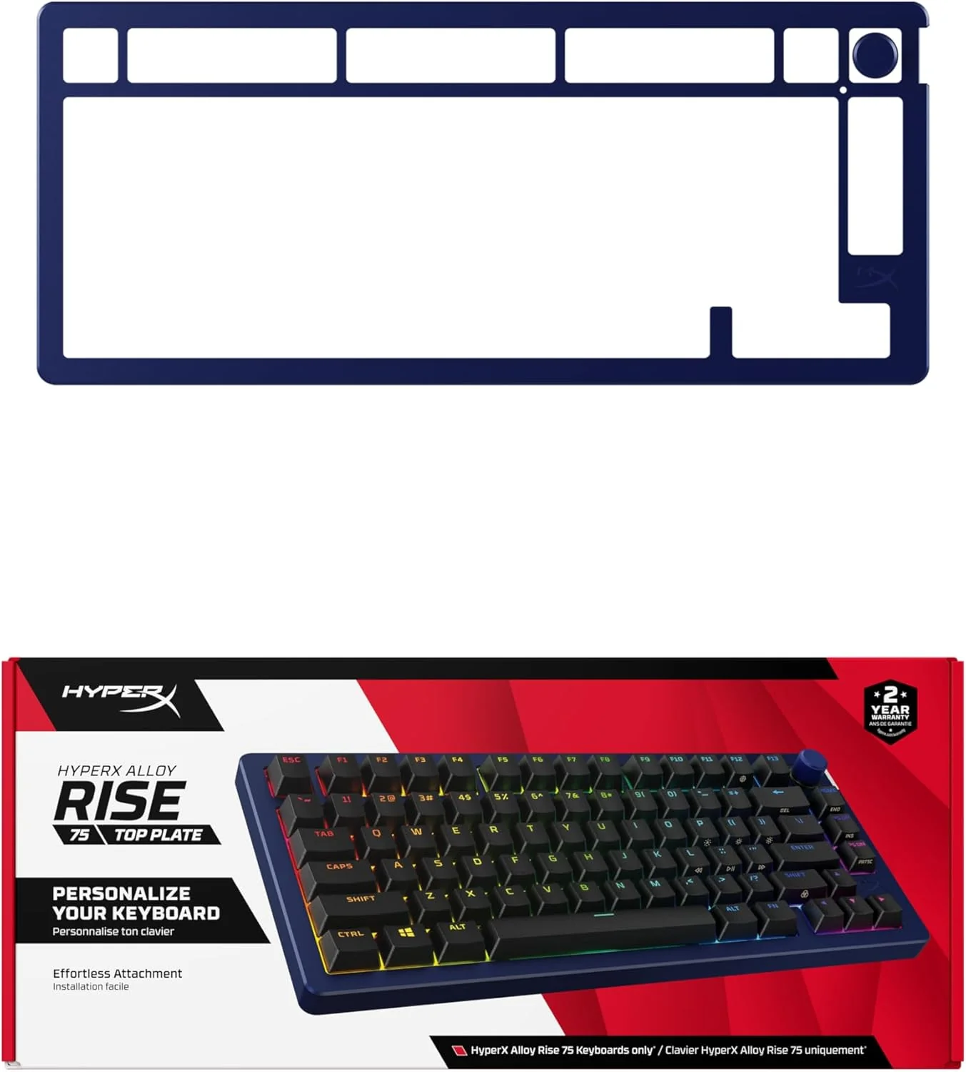 Painel Superior para Teclado HyperX Alloy Rise 75 Azul Marinho - Imagem 6