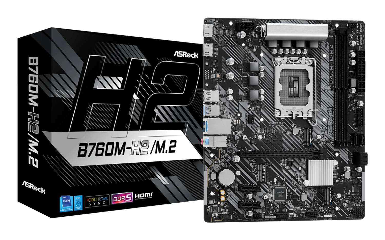 Motherboard ASRock B760M-H2/M.2 Intel B760 LGA 1700 DDR5 Micro-ATX 2.5GbE