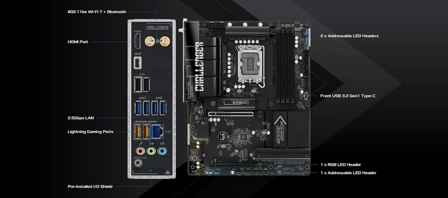 Motherboard ASRock B860 Challenger WiFi LGA 1851 - Imagem 3