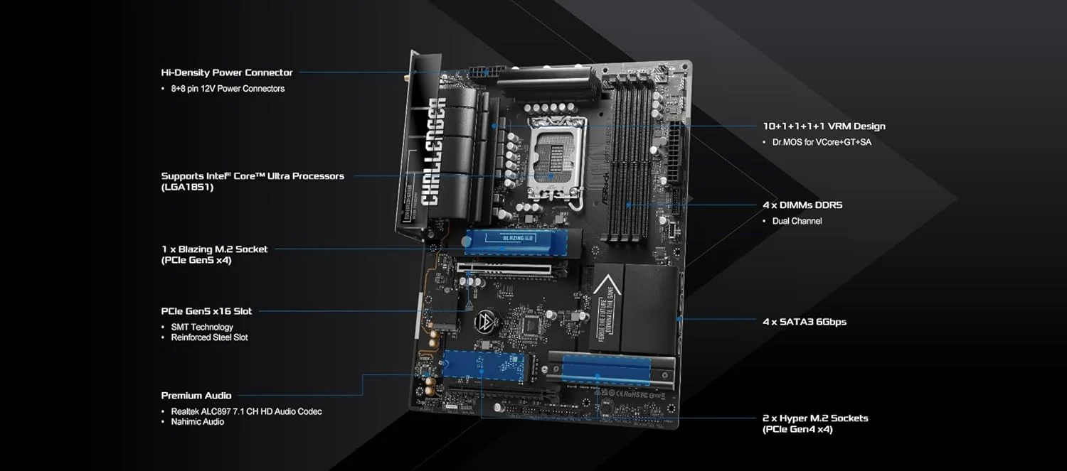 Motherboard ASRock B860 Challenger WiFi LGA 1851 - Imagem 5
