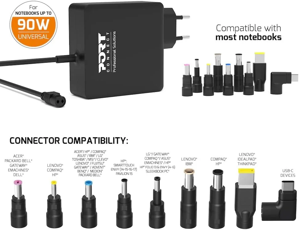Carregador Universal Port Designs 90W Plug-In para Portáteis - Imagem 2