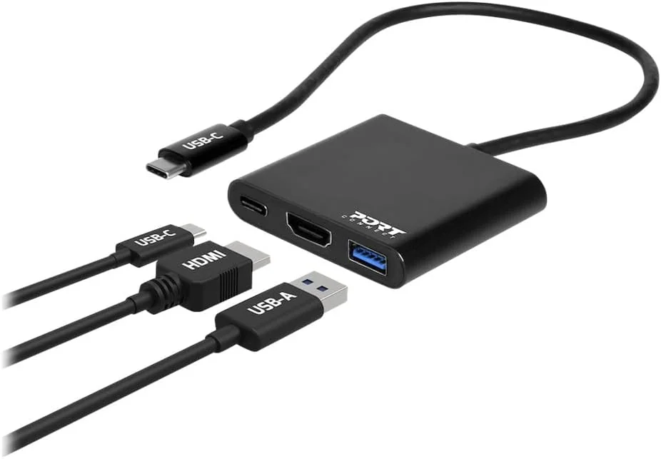 Hub Docking Mini Port Designs USB-C HDMI + USB 3.0 + USB-C PD - Imagem 1