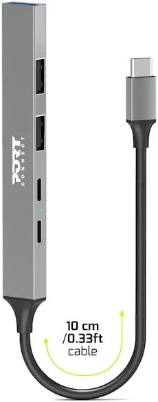 Hub USB Port Designs 5 Portas 3x USB-A + 1x USB-C com PD 100W - Imagem 4