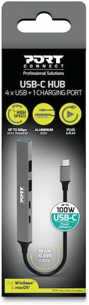 Hub USB Port Designs 5 Portas 3x USB-A + 1x USB-C com PD 100W - Imagem 7