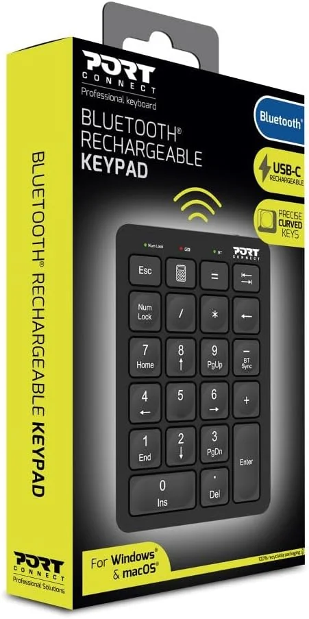Teclado Numérico Bluetooth Recarregável Port Designs 22 Teclas Preto - Imagem 8
