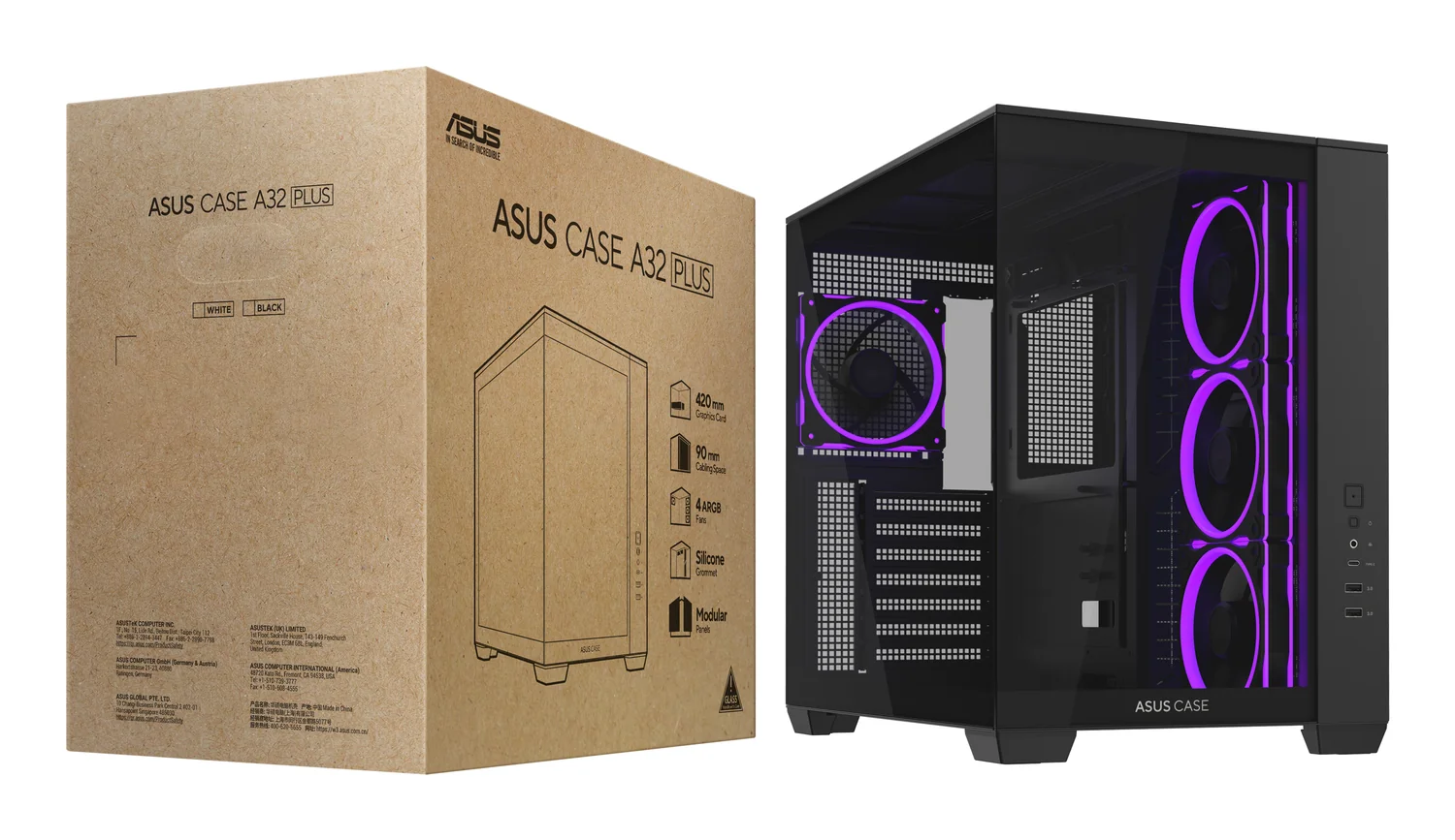 Caixa para PC ASUS A32 Plus Midi Tower ATX Vidro Temperado ARGB USB-C Preta - Imagem 16