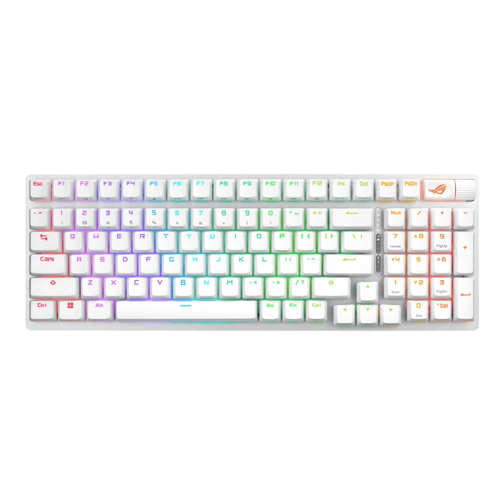 Teclado Mecânico Gaming Sem Fios Asus ROG Strix Scope II 96, 96%, RGB, USB+RF+Bluetooth, Branco