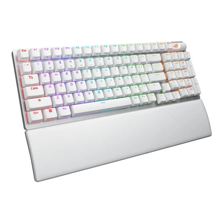 Teclado Mecânico Gaming Sem Fios Asus ROG Strix Scope II 96, 96%, RGB, USB+RF+Bluetooth, Branco - Imagem 4