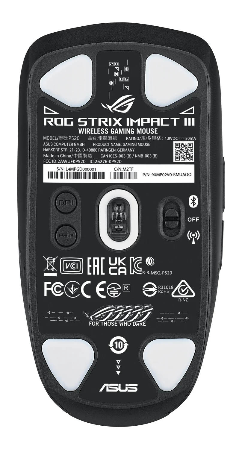 Rato Gaming Sem Fios ASUS ROG Strix Impact III 36000 DPI Bluetooth RF 2.4GHz 66.8g Preto - Imagem 2
