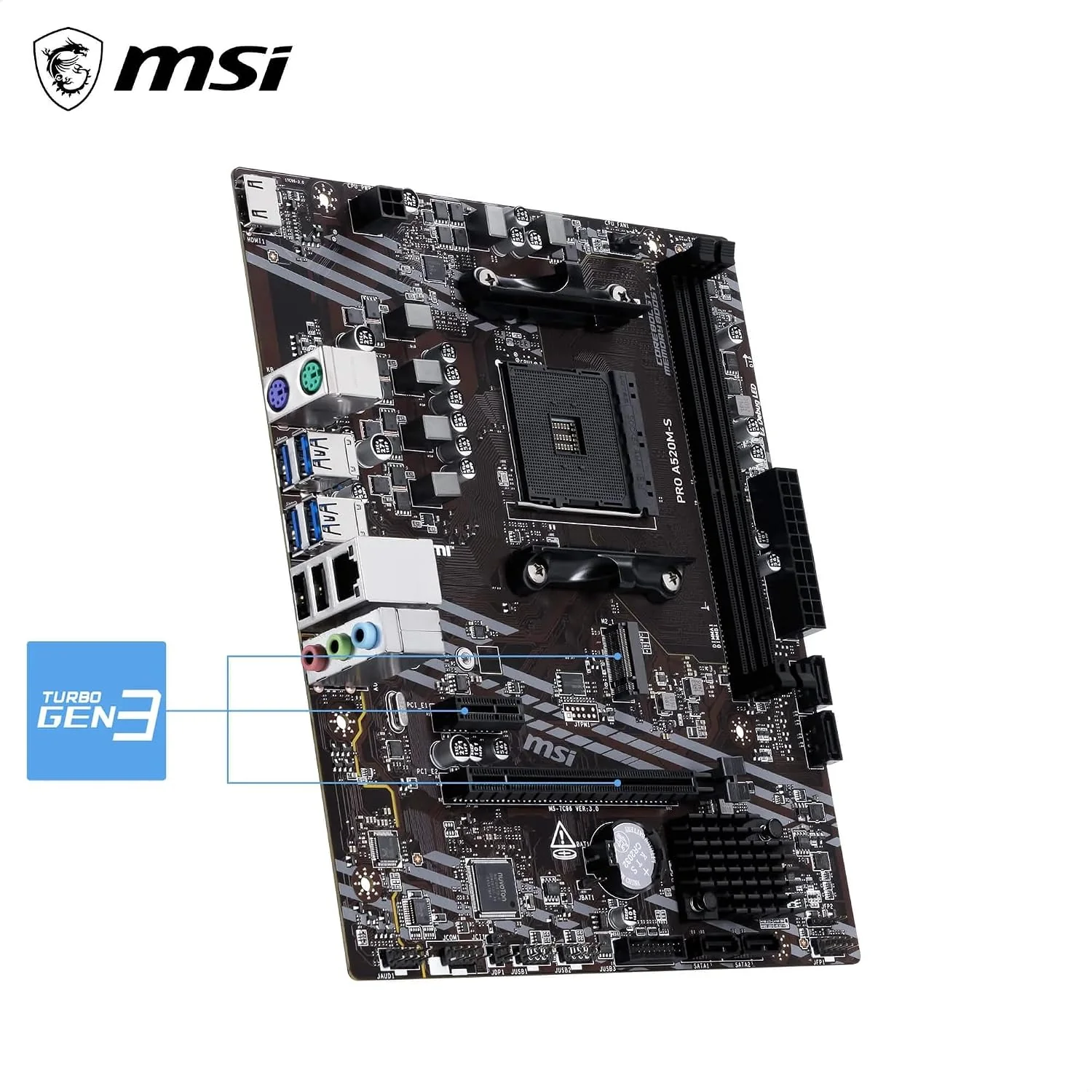 Motherboard MSI PRO A520M-S Socket AM4 AMD A520 Micro-ATX - Imagem 4