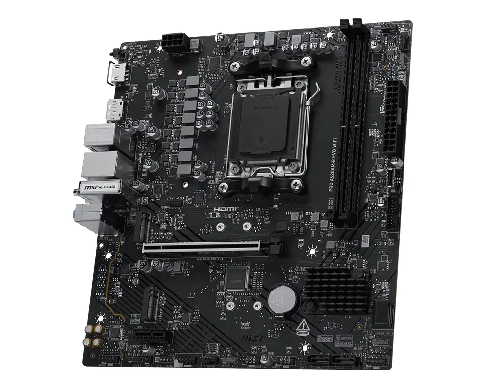 Motherboard MSI PRO A620AM-G EVO WIFI AM5 micro-ATX DDR5 7200MHz M.2 PCIe 4.0 Wi-Fi 6E 2.5GbE HDMI DP - Imagem 4