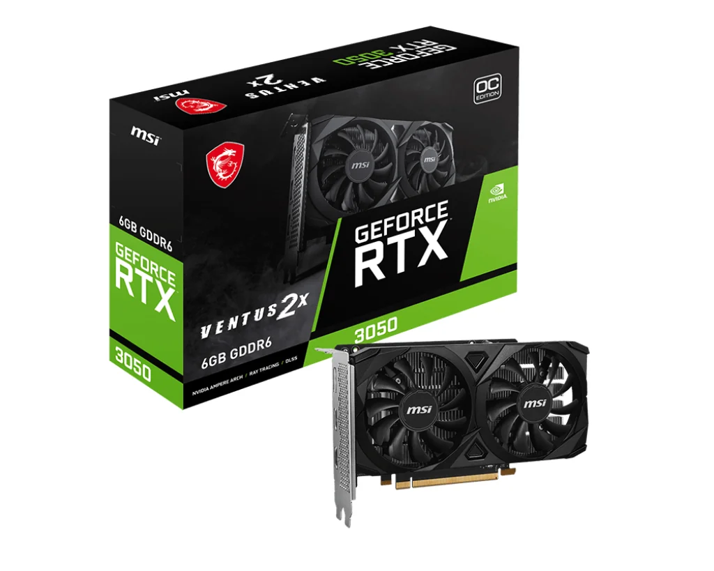 Placa Gráfica MSI GeForce RTX 3050 VENTUS 2X E 6GB GDDR6 OC PCIe 4.0 HDMI DisplayPort
