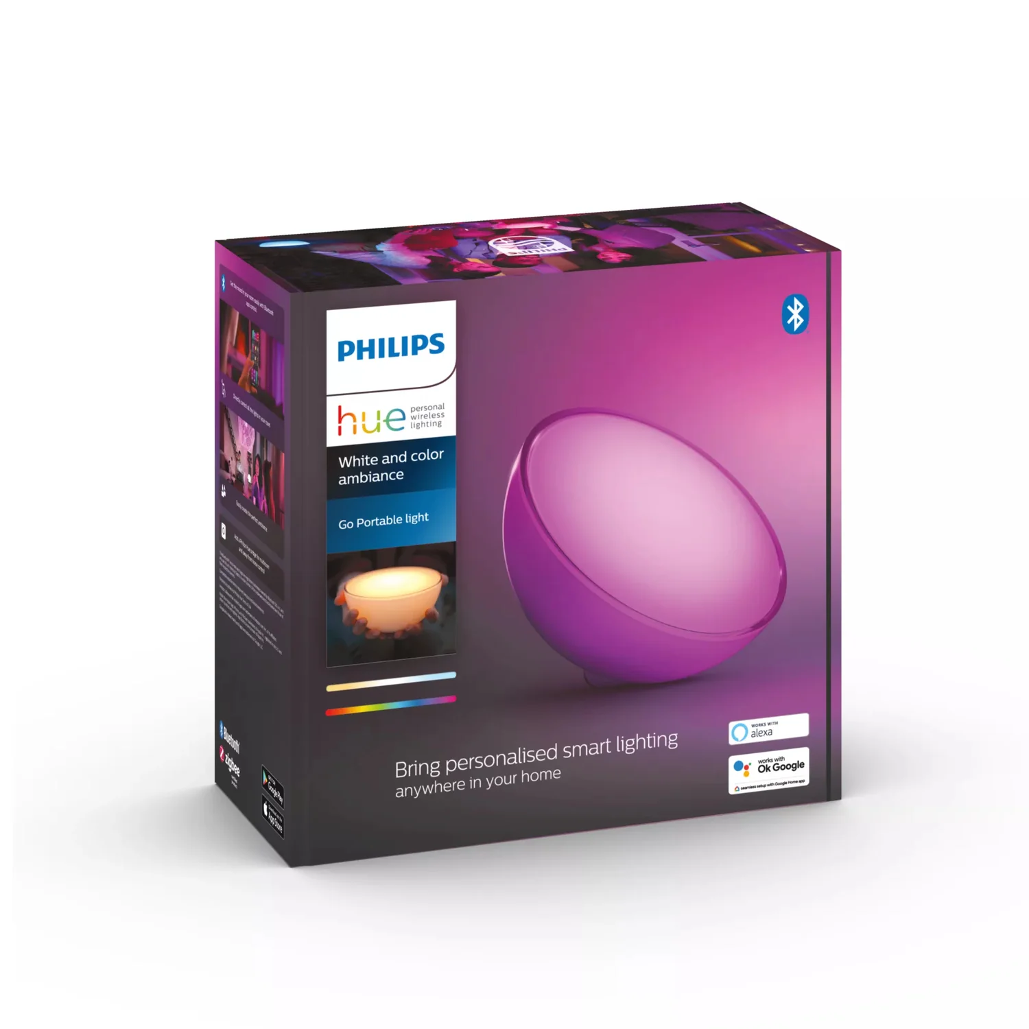 Candeeiro Acentuação Portátil Philips Hue Go Compact RGB Bateria sem Fios Smart Bluetooth Zigbee - Imagem 3