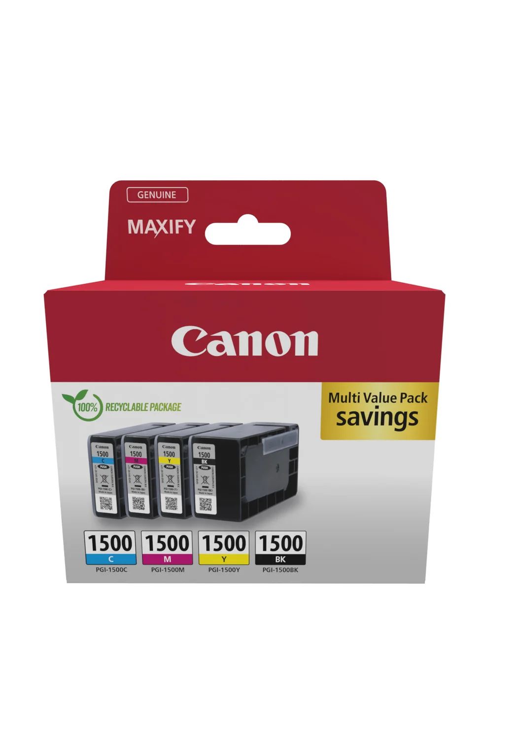Pack tinteiros Canon PGI-1500 BK/C/M/Y original para MAXIFY MB2050 MB2350