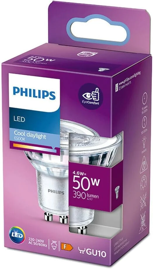 Lâmpada LED Philips refletor GU10 PAR16 4,6W 390lm 6500K luz fria - Imagem 4