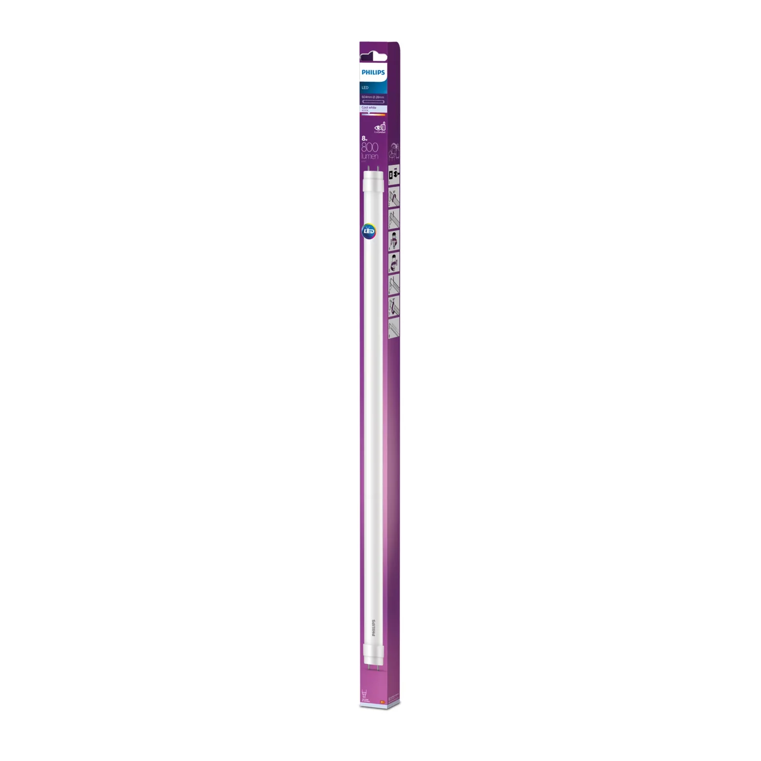 Lâmpada LED Philips Tubo T8 600mm 8W G13 Branco Frio 800lm 4000K - Imagem 2
