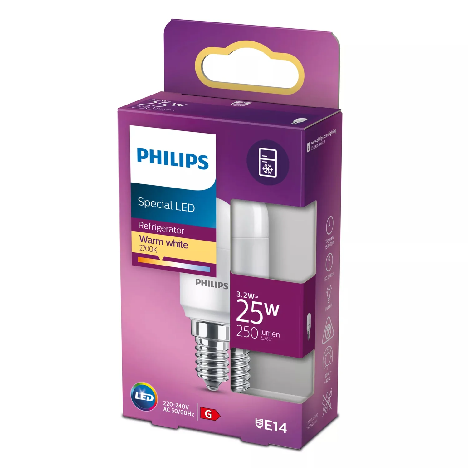 Lâmpada LED Philips E14 3,2W T25 Vela 250lm Branco Quente 2700K Fosca - Imagem 3