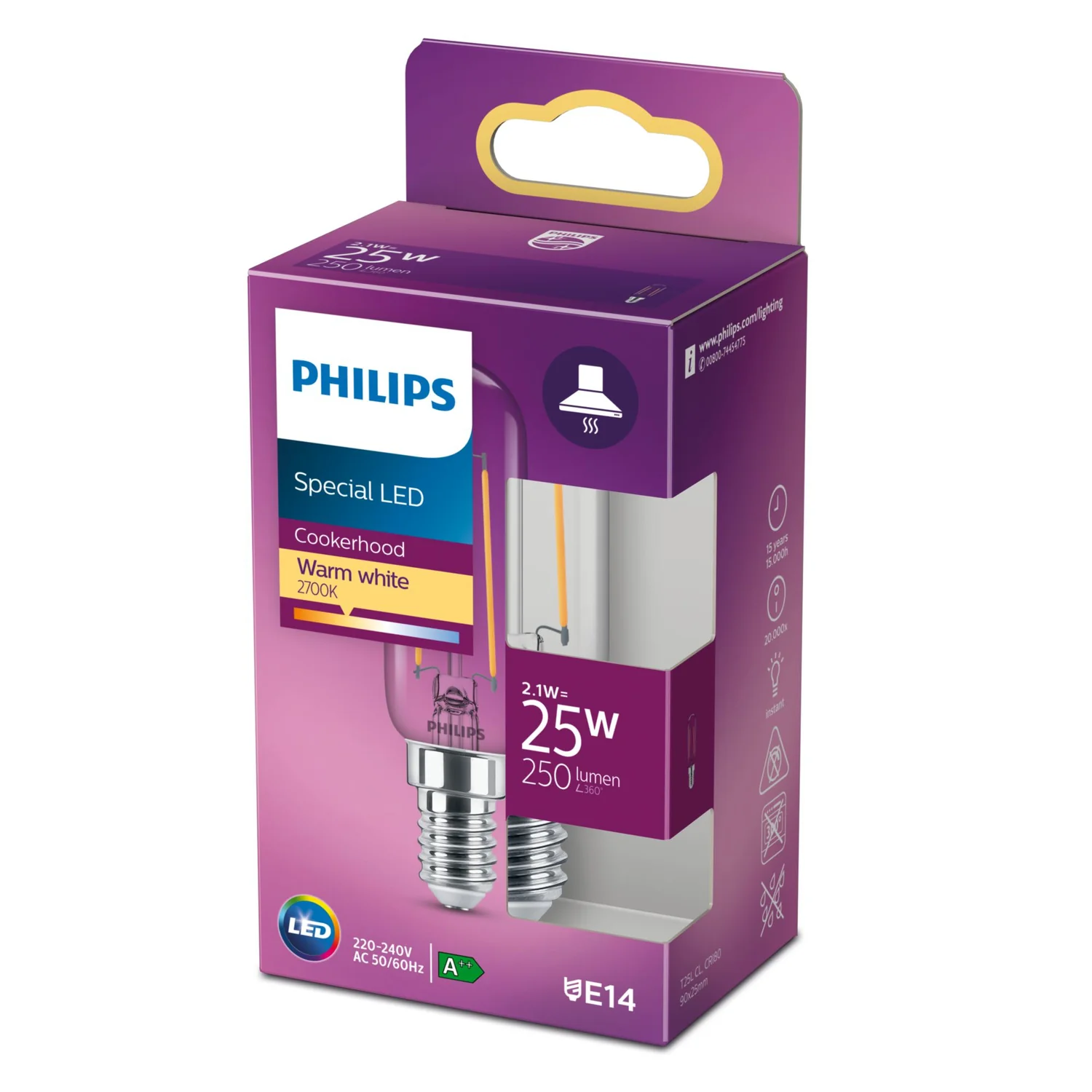 Lâmpada Philips LED Vela Lustre T25 E14 15W Equivalente 250lm 2700K Branco Quente Compacta - Imagem 4