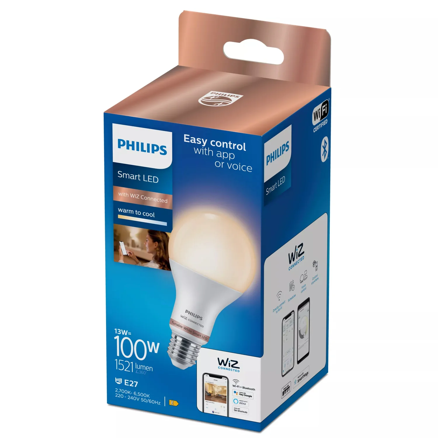 Lâmpada Inteligente Philips Wi-Fi LED E27 A67 13W 100W Branco Sintonizável - Imagem 2