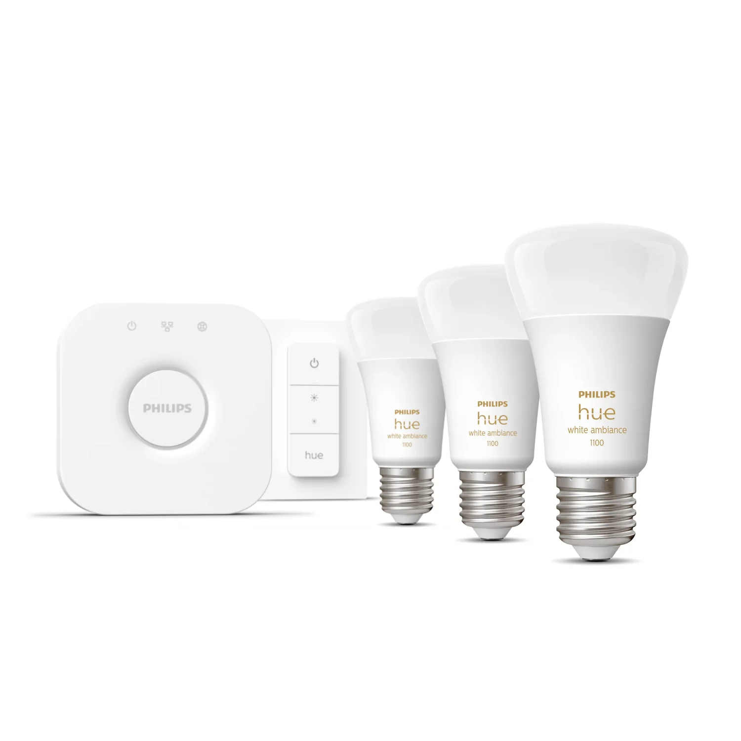 Kit Inicial Philips Hue White Ambiance E27 8W A60 1055lm Pack 3 Lâmpadas com Dimmer Switch - Imagem 2