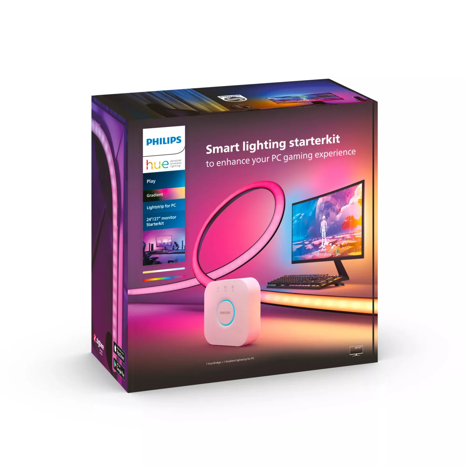 Fita LED Inteligente Philips Hue Play Gradient Lightstrip PC 24-27" + Hue Bridge Preto - Imagem 4