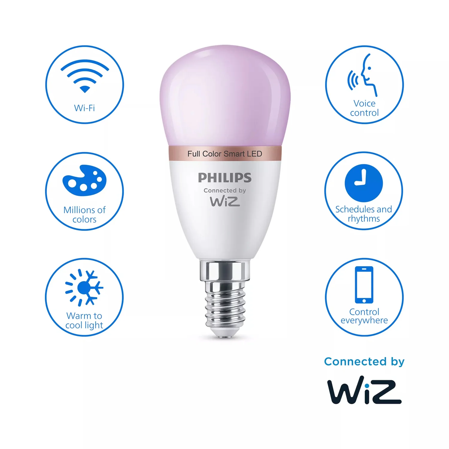 Lâmpada LED Philips WiZ P45 E14 4.9W (40W) 470lm RGB Inteligente Wi-Fi Bluetooth - Imagem 4