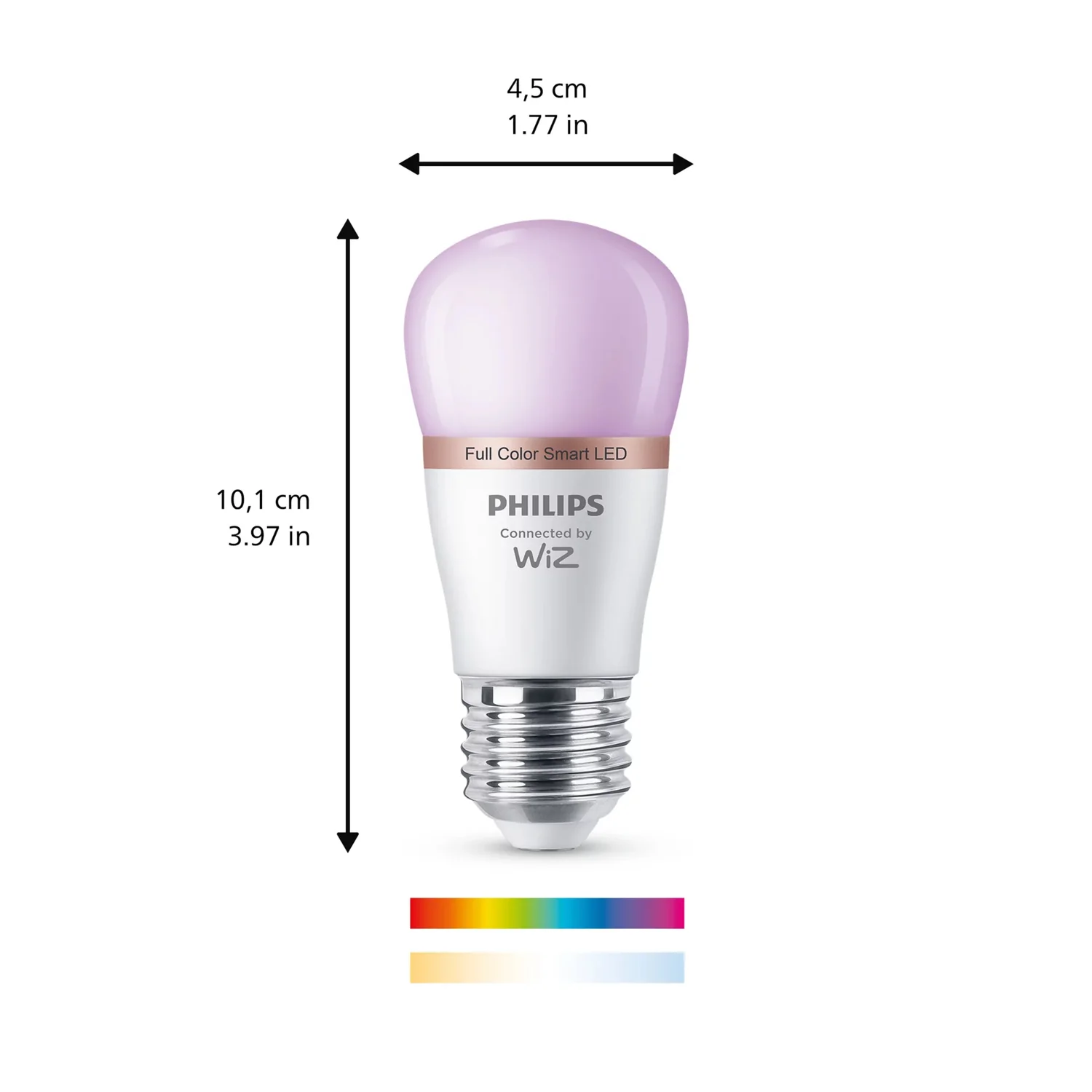 Lâmpada Inteligente LED Philips WiZ P45 E27 4.9W (40W) 470lm RGB Wi-Fi Bluetooth - Imagem 3