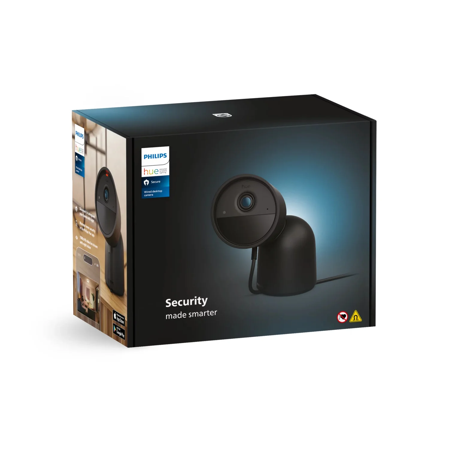 Câmara de Vigilância Philips Hue Secure com Fios e Suporte de Mesa Preta - Imagem 3