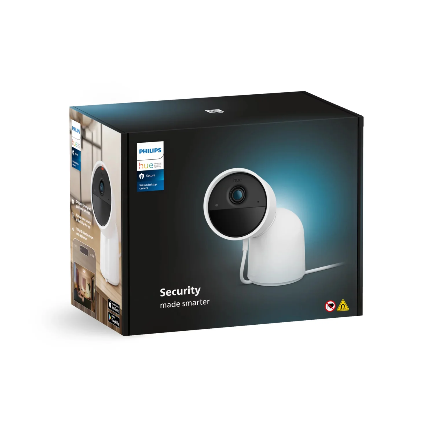 Câmara de Segurança IP Philips Hue Secure com Fios 1080p Suporte de Mesa Branca IP65 - Imagem 3