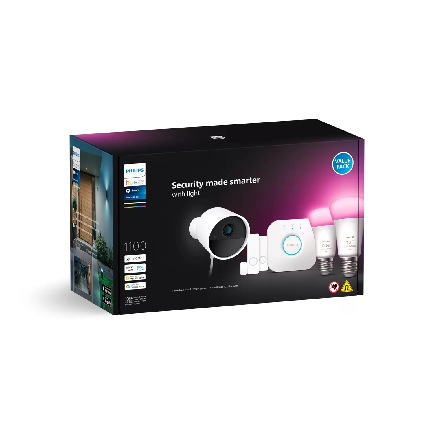 Kit de Segurança Inteligente Philips Hue Secure com Câmara, Sensores e Lâmpadas E27 - Imagem 3