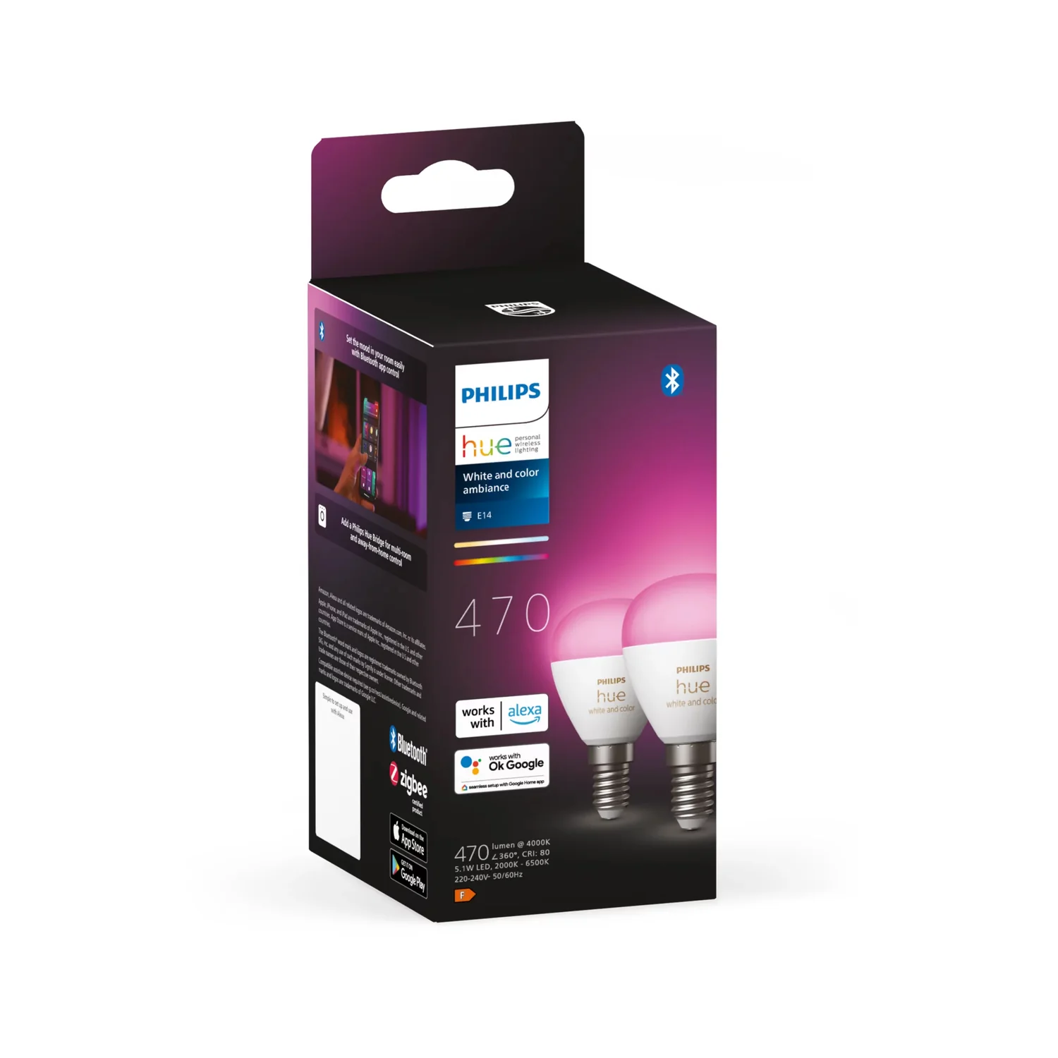 Lâmpada Inteligente Philips Hue E14 P45 White & Color Ambiance 5,1W 470lm Pack 2 - Imagem 3
