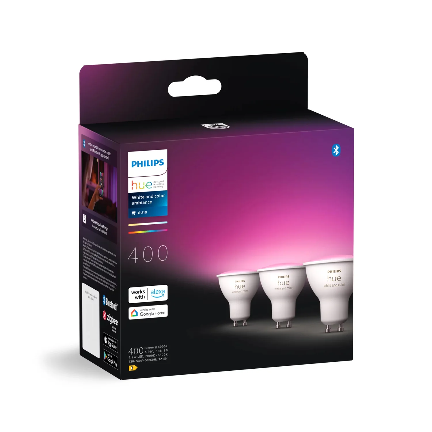 Lâmpada Inteligente Philips Hue GU10 White & Color Ambiance 4,2W 400lm Pack 3 - Imagem 2