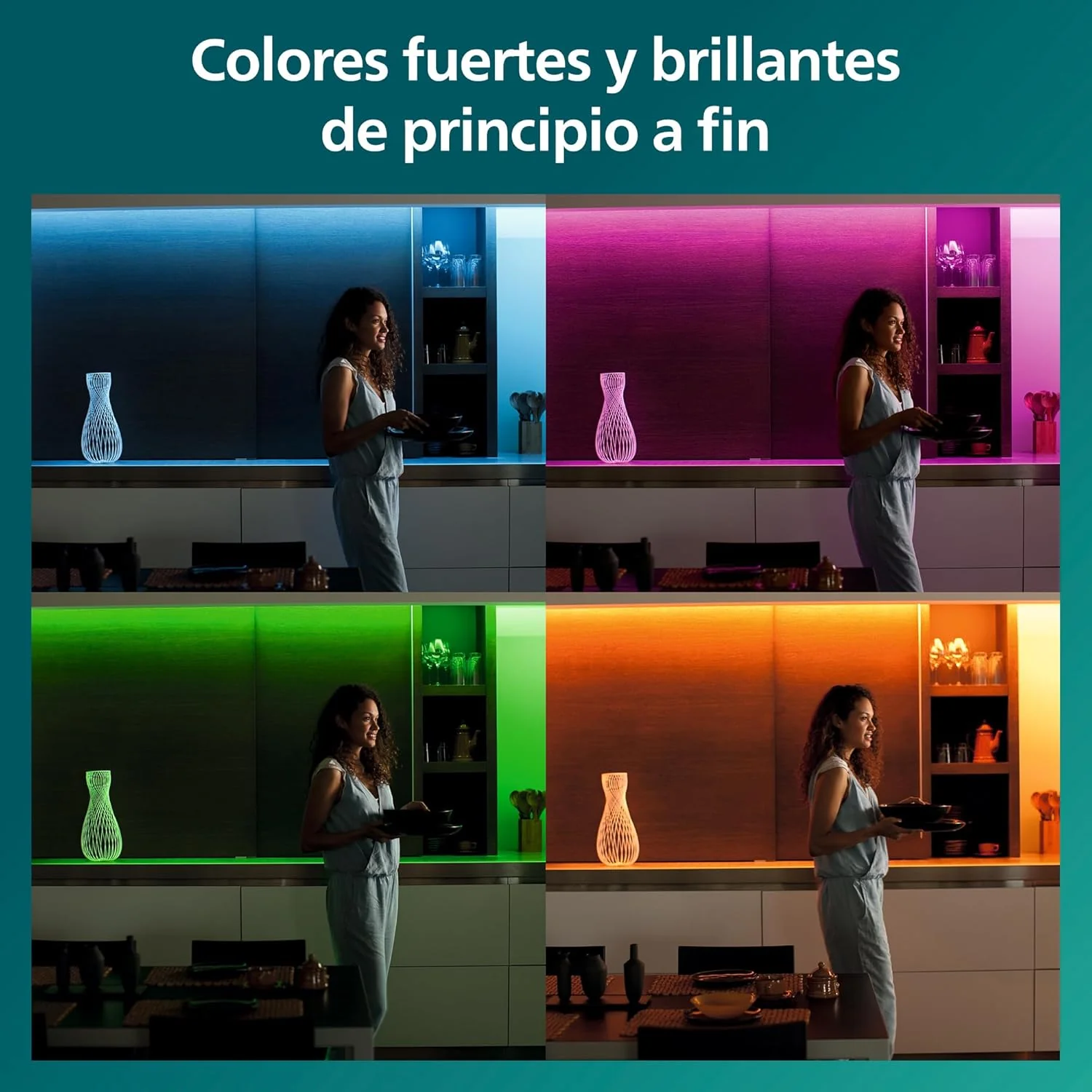 Fita LED Philips 5 Metros RGB Multi Iluminação Ambiente para Quartos Salas Cozinhas - Imagem 7