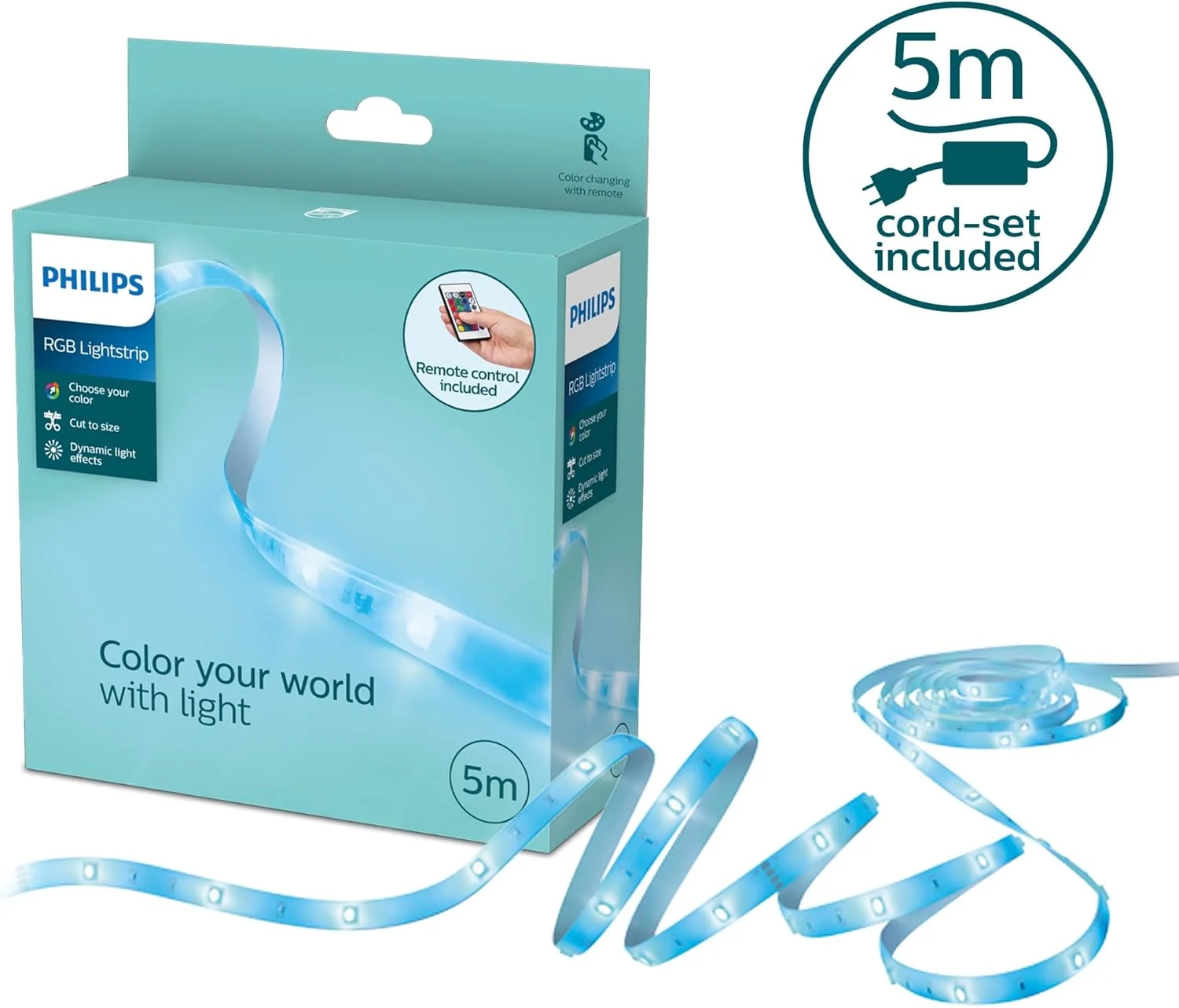 Fita LED Philips 5 Metros RGB Multi Iluminação Ambiente para Quartos Salas Cozinhas - Imagem 2