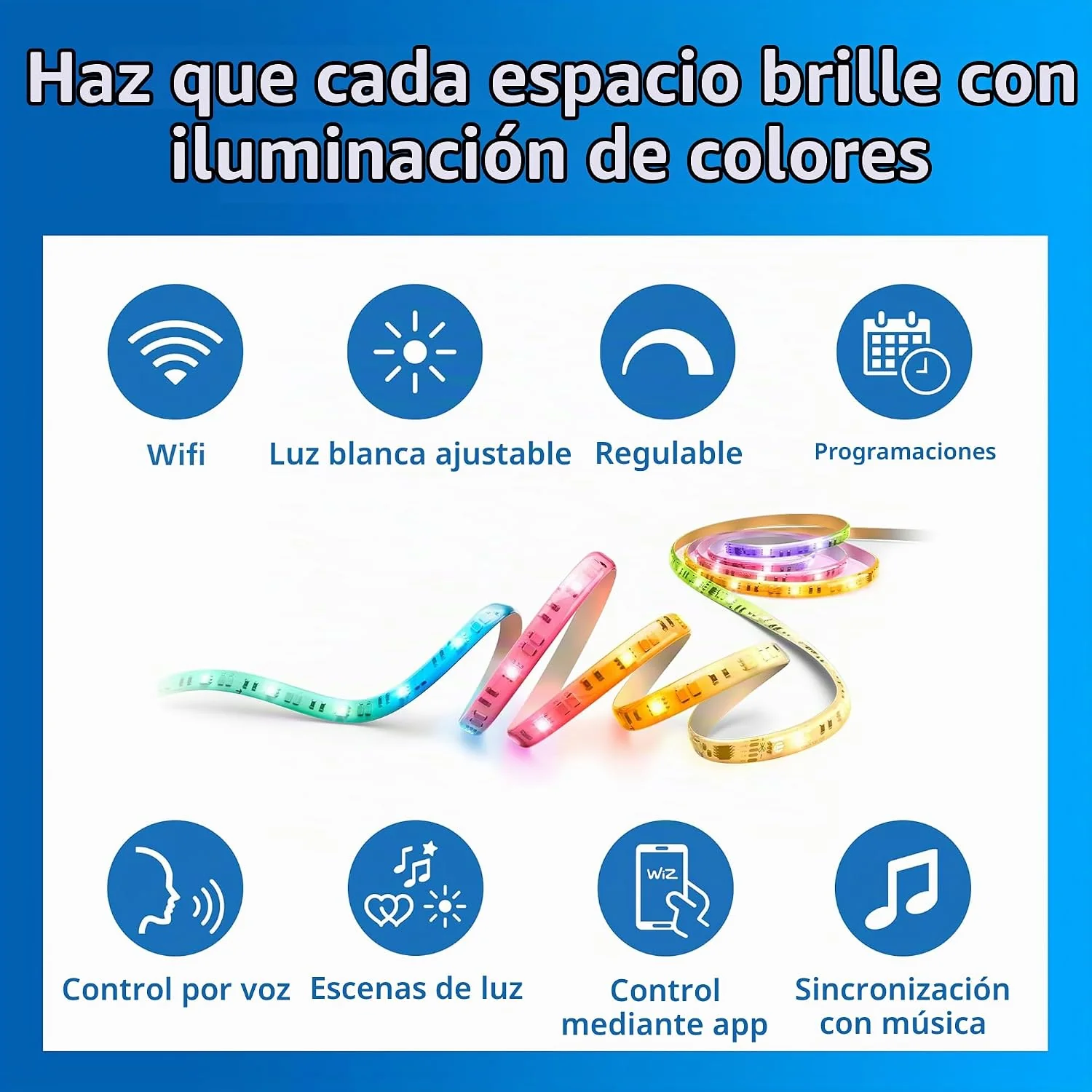 Fita de LED Inteligente Signify Philips RGBICWW 3m 1100lm Wi-Fi Bluetooth Branco - Imagem 2