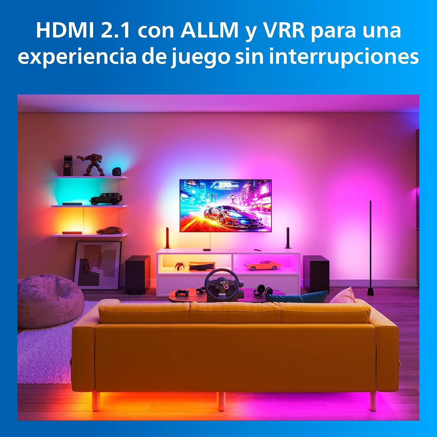 Kit de Iluminação Inteligente Philips HDMI 2.1 Sync Box para TV 75"-85" LED 36W WiFi Bluetooth Preto - Imagem 5