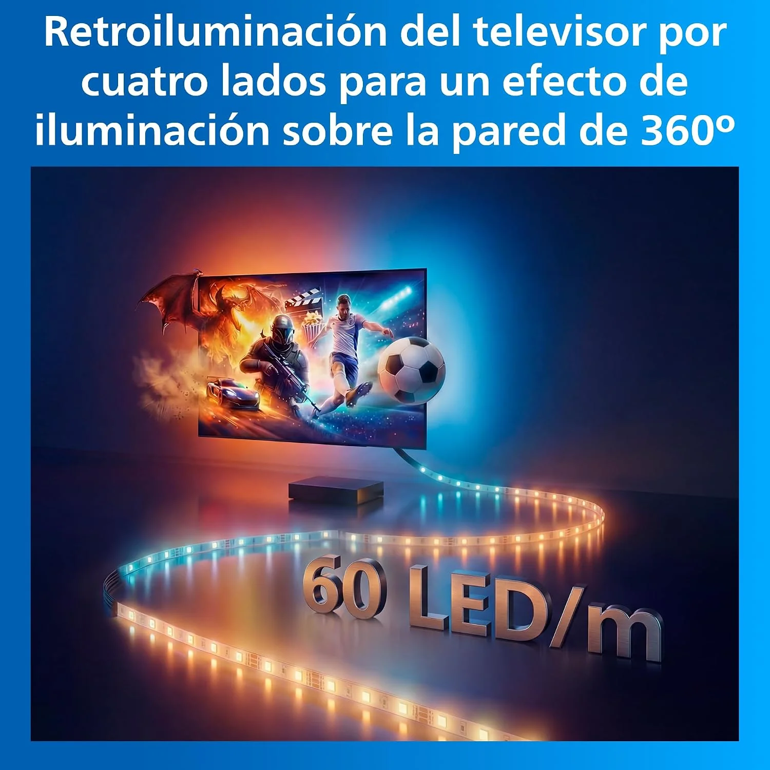 Kit de Iluminação Inteligente Philips HDMI 2.1 Sync Box para TV 75"-85" LED 36W WiFi Bluetooth Preto - Imagem 6