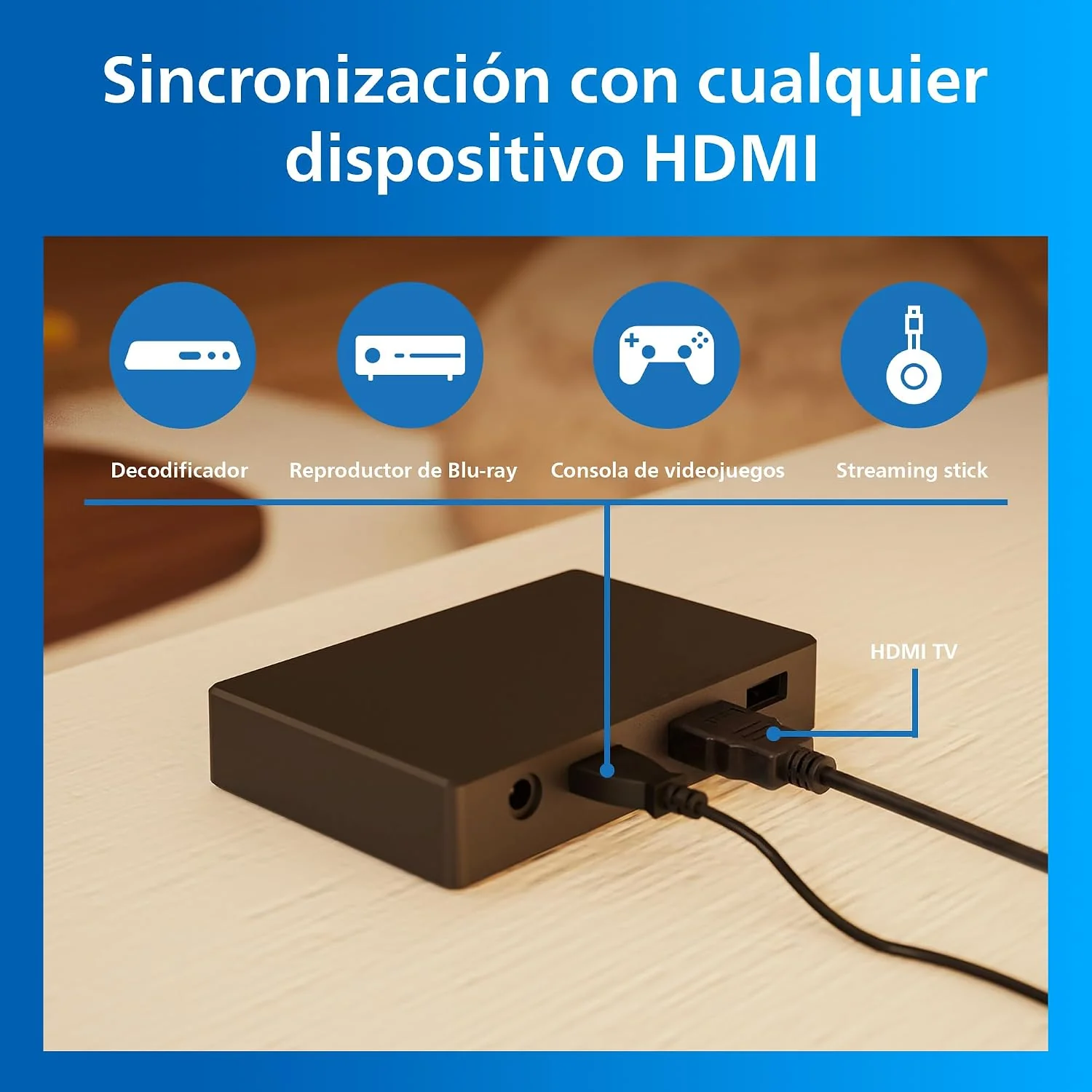 Kit de Iluminação Inteligente Philips HDMI 2.1 Sync Box para TV 75"-85" LED 36W WiFi Bluetooth Preto - Imagem 8