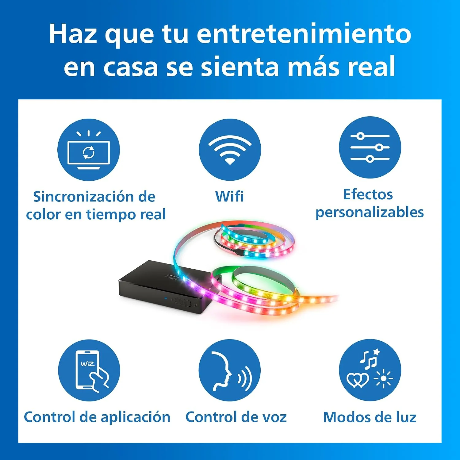 Kit de Iluminação Inteligente Philips HDMI 2.1 Sync Box para TV 75"-85" LED 36W WiFi Bluetooth Preto - Imagem 2