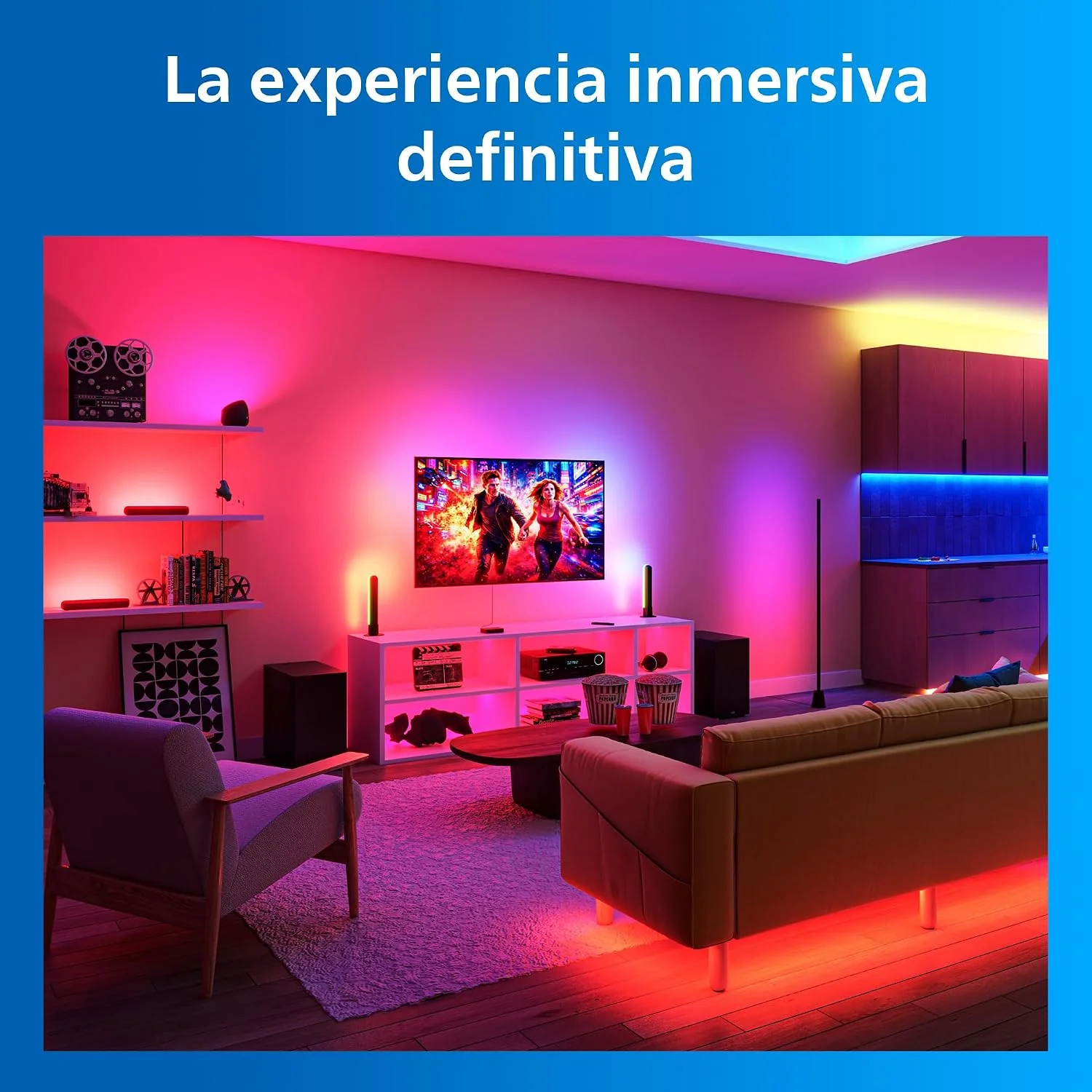 Kit de Iluminação Inteligente Philips HDMI 2.1 Sync Box para TV 75"-85" LED 36W WiFi Bluetooth Preto - Imagem 3