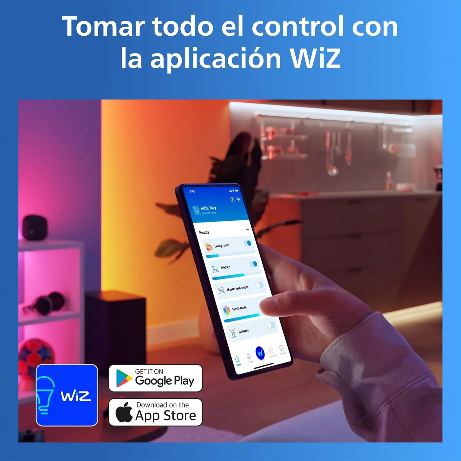 Barra de Iluminação Inteligente Signify PHI Bar 30cm RGBIC Wi-Fi Bluetooth 8.2W Preto Conjunto de 2 - Imagem 7