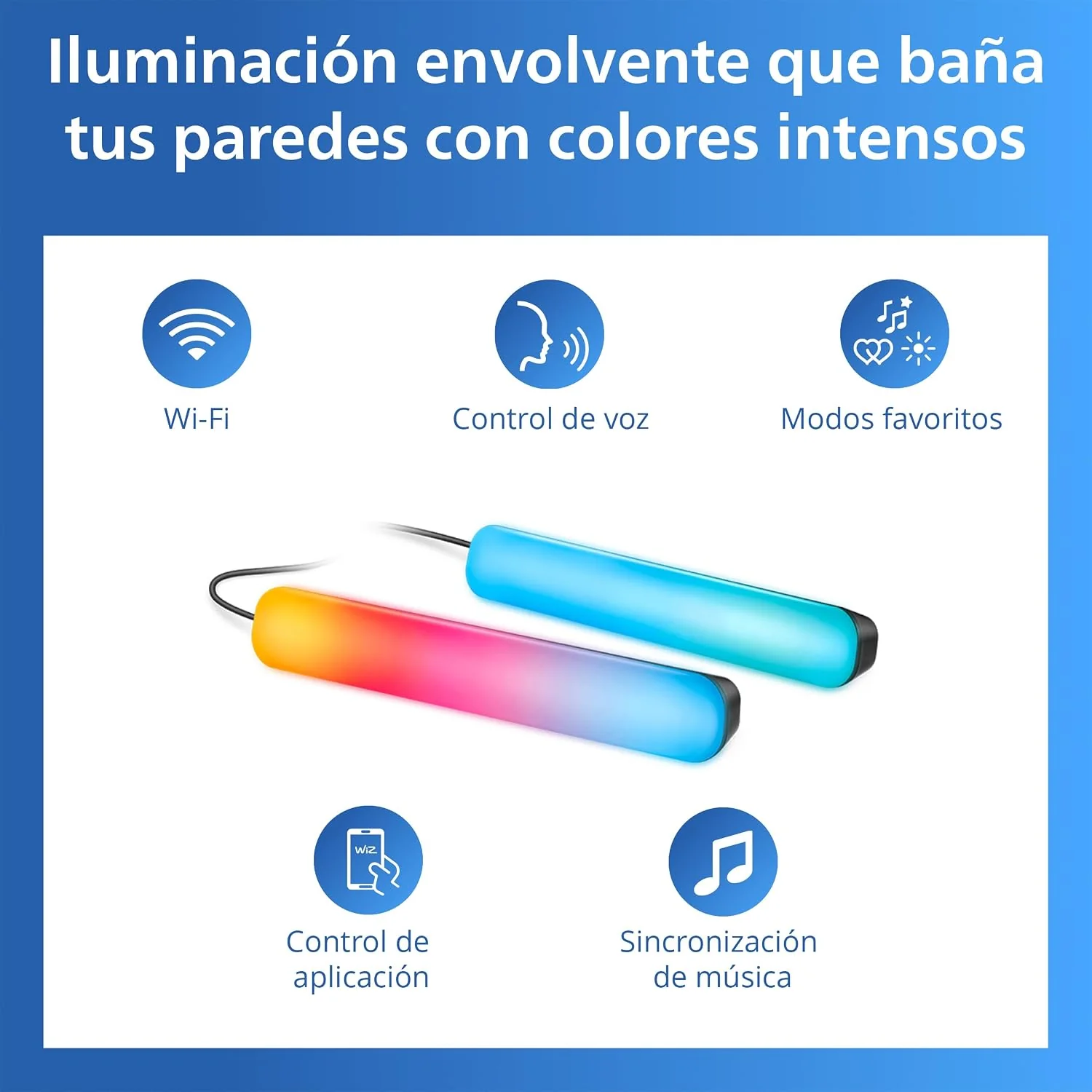 Barra de Iluminação Inteligente Signify PHI Bar 30cm RGBIC Wi-Fi Bluetooth 8.2W Preto Conjunto de 2 - Imagem 2
