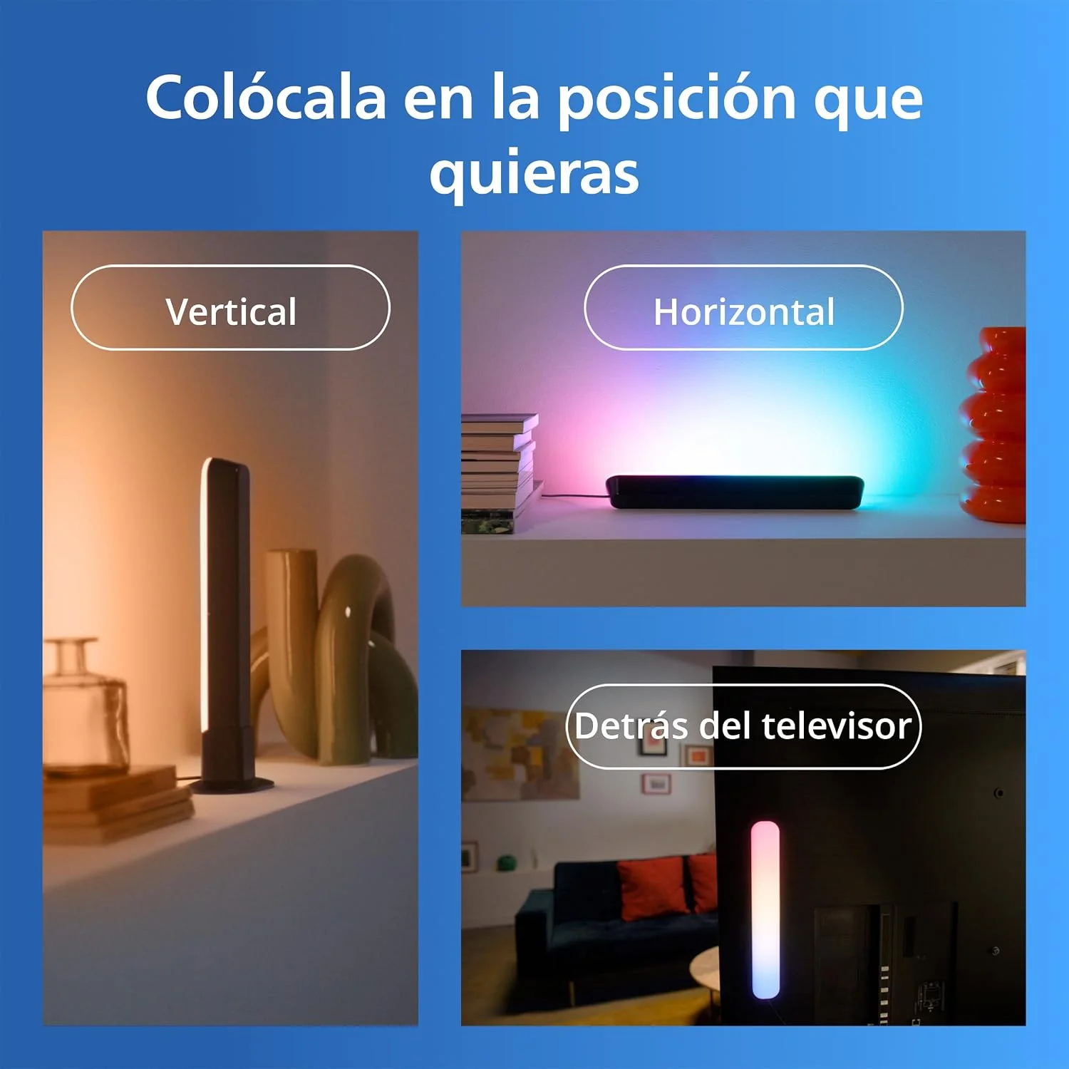 Barra de Iluminação Inteligente Signify PHI Bar 30cm RGBIC Wi-Fi Bluetooth 8.2W Preto Conjunto de 2 - Imagem 6