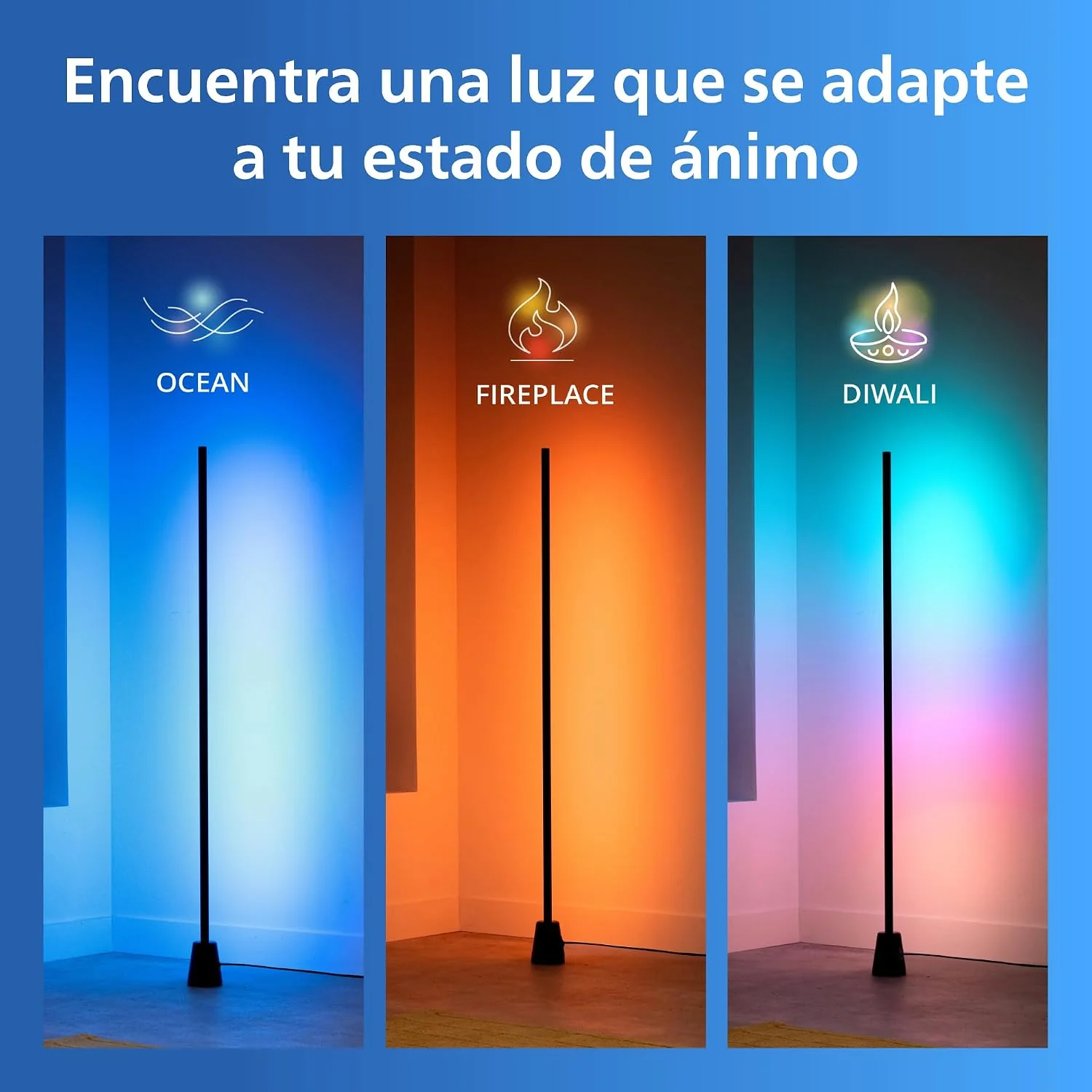 Candeeiro de Chão Inteligente Signify PHI 1.4m RGBIC LED 9.7W Wi-Fi Bluetooth Preto - Imagem 5
