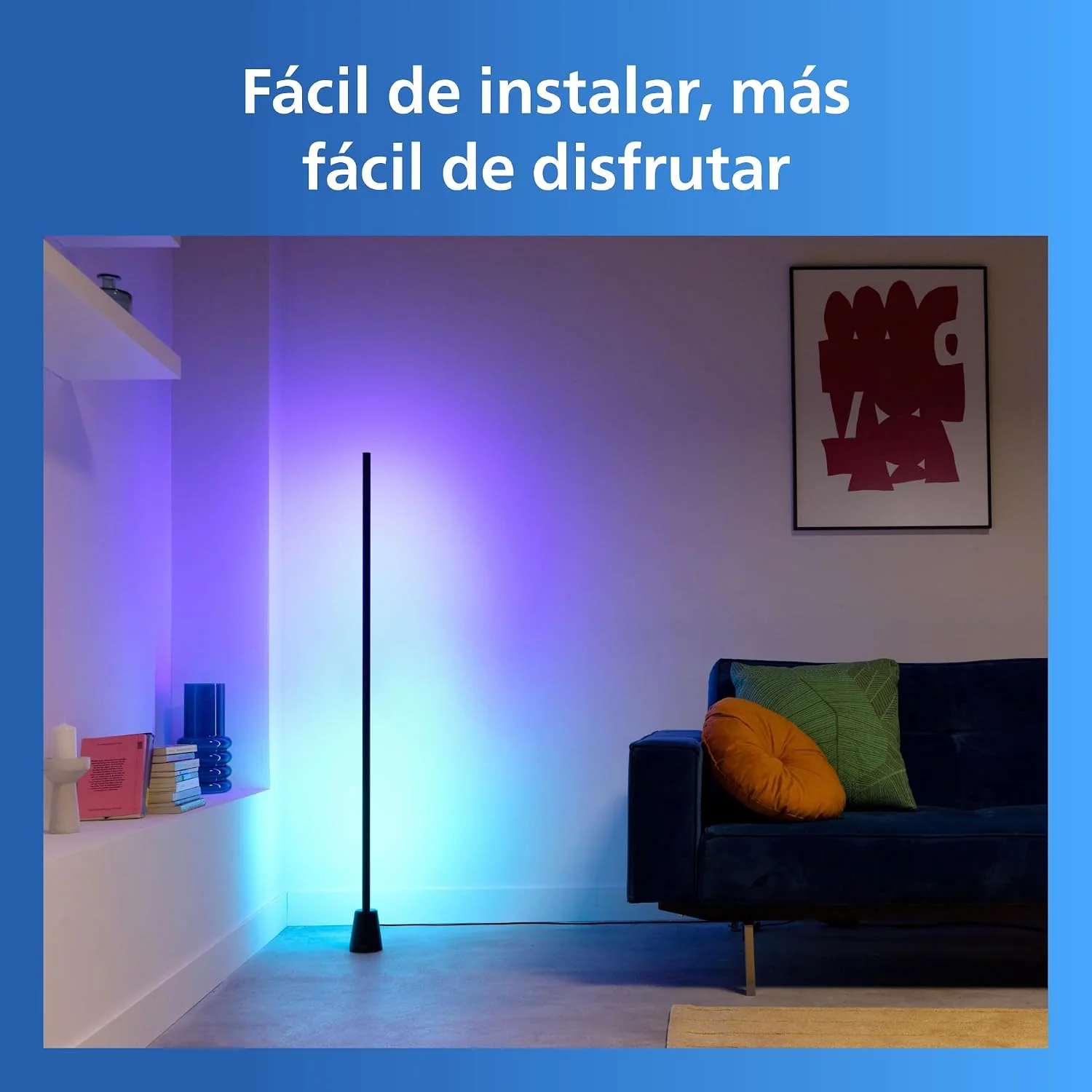 Candeeiro de Chão Inteligente Signify PHI 1.4m RGBIC LED 9.7W Wi-Fi Bluetooth Preto - Imagem 8