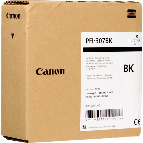 Tinteiro Canon PFI-307BK 330ml Preto Pigmentado Original para imagePROGRAF iPF830/840/850