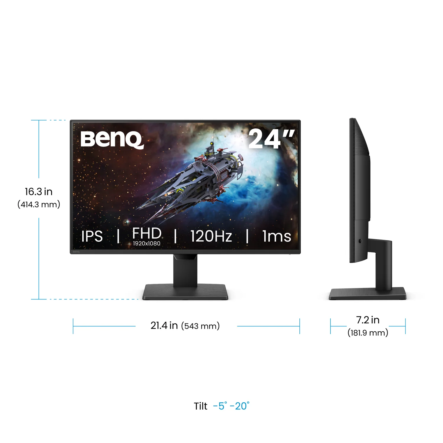 Monitor BenQ GW2490P 24" Full HD IPS 120Hz 5ms 99% sRGB HDMI DP Preto - Imagem 4